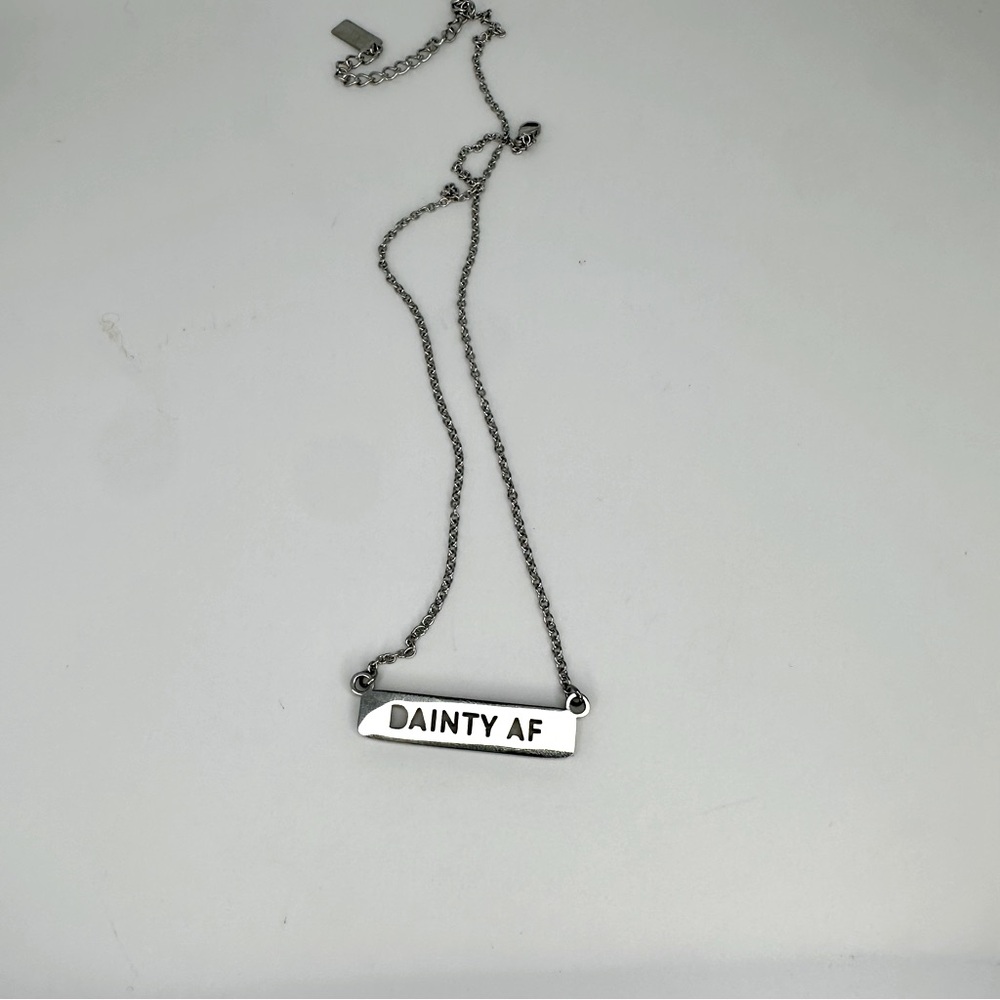 DAINTY AF Silver-Tone Pendant & Adjustable Chain Necklace by Twisted Wares